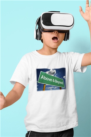 Above and Beyond Baskılı Beyaz Unisex Çocuk Tişört