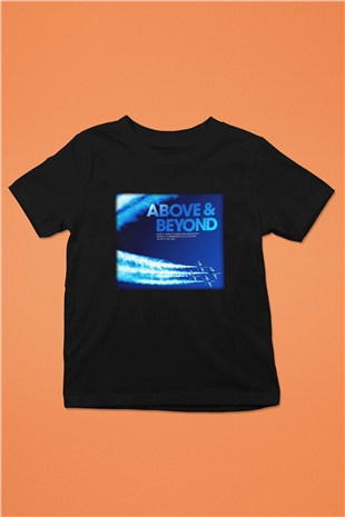 Above and Beyond Baskılı Siyah Unisex Çocuk Tişört