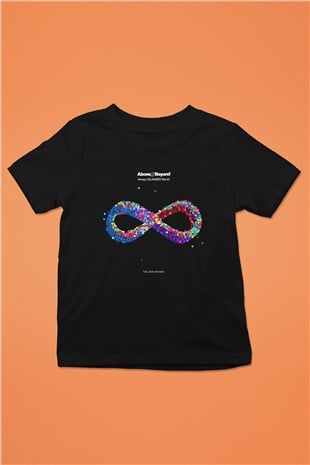 Above and Beyond Baskılı Siyah Unisex Çocuk Tişört