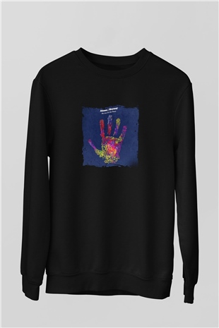 Above and Beyond Baskılı Unisex Siyah Sweatshirt