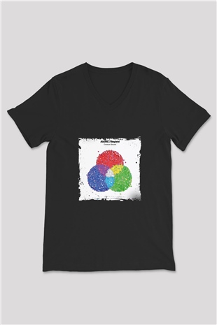 Above and Beyond Baskılı Unisex Siyah V Yaka Tişört