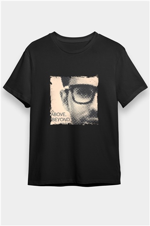 Above and Beyond Baskılı Unisex Siyah Tişört