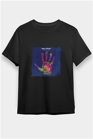 Above and Beyond Baskılı Unisex Siyah Tişört