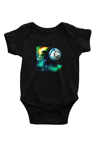 Above and Beyond Baskılı Unisex Siyah Bebek Body - Zıbın