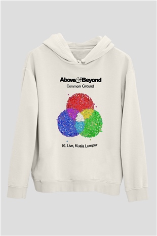 Above and Beyond Beyaz Unisex Kapşonlu Sweatshirt