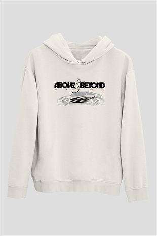 Above and Beyond Beyaz Unisex Kapüşonlu Sweatshirt