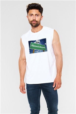 Above and Beyond Beyaz Unisex Kolsuz Tişört