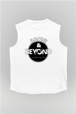 Above and Beyond Beyaz Unisex Kolsuz Tişört