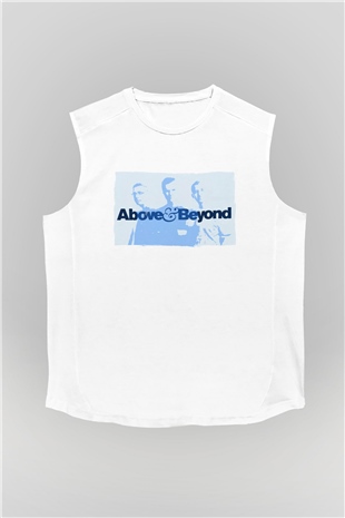 Above and Beyond Beyaz Unisex Kolsuz Tişört