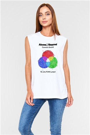 Above and Beyond Beyaz Unisex Kolsuz Tişört