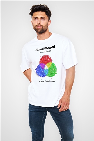 Above and Beyond Beyaz Unisex Oversize Tişört T-Shirt