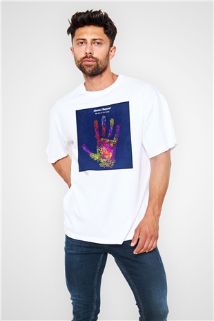 Above and Beyond Beyaz Unisex Oversize Tişört T-Shirt