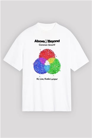 Above and Beyond Beyaz Unisex Oversize Tişört T-Shirt