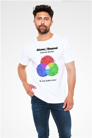 Above and Beyond Beyaz Unisex Tişört T-Shirt - TişörtFabrikası