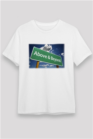 Above and Beyond Beyaz Unisex Tişört T-Shirt - TişörtFabrikası