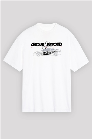 Above and Beyond Beyaz Oversize Tişört Oversize T-shirt - TişörtFabrikası