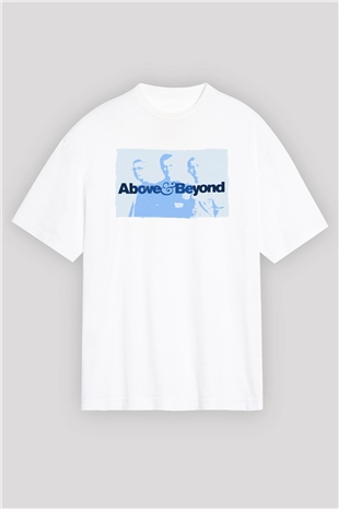 Above and Beyond Beyaz Oversize Tişört Oversize T-shirt - TişörtFabrikası