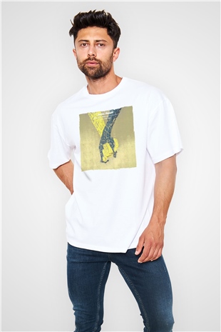 Above and Beyond Beyaz Oversize Tişört Oversize T-shirt - TişörtFabrikası