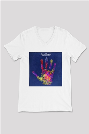 Above and Beyond Beyaz Unisex V Yaka Tişört T-Shirt