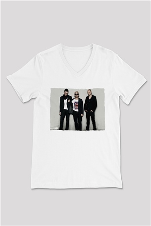 Above and Beyond Beyaz Unisex V Yaka Tişört