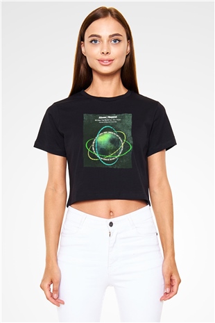 Above and Beyond Siyah  Crop Top Tişört