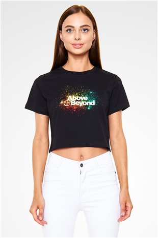Above and Beyond Siyah Crop Top Tişört