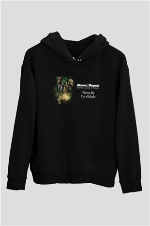 Above and Beyond Siyah Unisex Kapüşonlu Sweatshirt