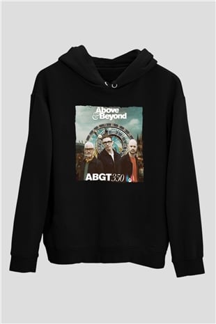 Above and Beyond Siyah Unisex Kapüşonlu Sweatshirt