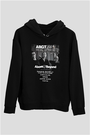 Above and Beyond Siyah Unisex Kapüşonlu Sweatshirt