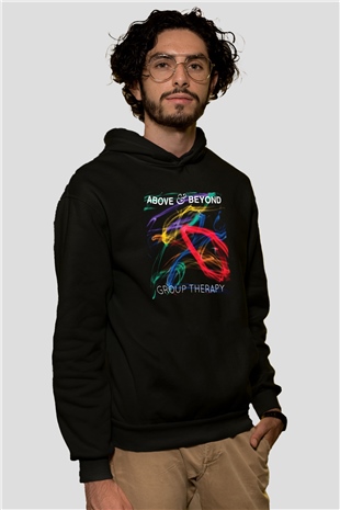 Above and Beyond Siyah Unisex Kapüşonlu Sweatshirt