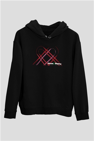 Above and Beyond Siyah Unisex Kapüşonlu Sweatshirt