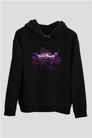 Above and Beyond Siyah Unisex Kapüşonlu Sweatshirt