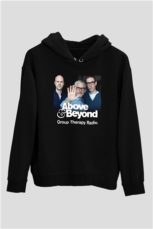 Above and Beyond Siyah Unisex Kapüşonlu Sweatshirt