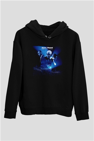 Above and Beyond Siyah Unisex Kapüşonlu Sweatshirt