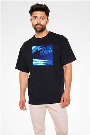 Above and Beyond Siyah Unisex Oversize Tişört T-Shirt