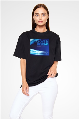 Above and Beyond Siyah Unisex Oversize Tişört T-Shirt