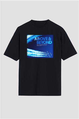Above and Beyond Siyah Unisex Oversize Tişört T-Shirt