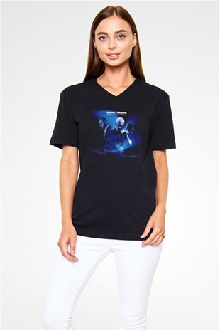 Above and Beyond Siyah Unisex V Yaka Tişört