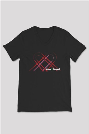 Above and Beyond Siyah Unisex V Yaka Tişört