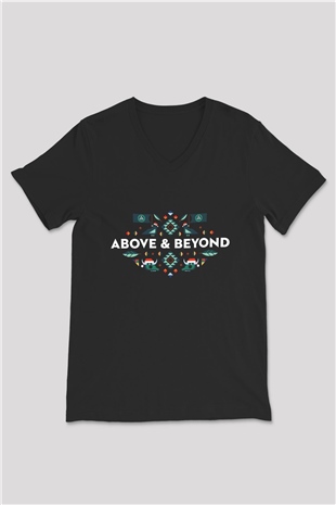Above and Beyond Siyah Unisex V Yaka Tişört