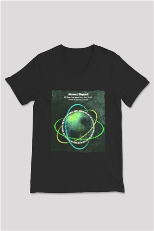 Above and Beyond Siyah Unisex V Yaka Tişört