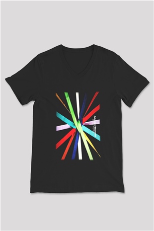 Above and Beyond Siyah Unisex V Yaka Tişört T-Shirt