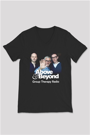 Above and Beyond Siyah Unisex V Yaka Tişört