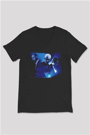 Above and Beyond Siyah Unisex V Yaka Tişört
