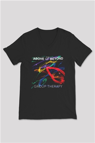 Above and Beyond Siyah Unisex V Yaka Tişört