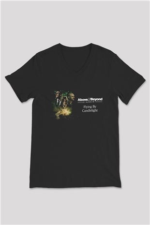 Above and Beyond Siyah Unisex V Yaka Tişört