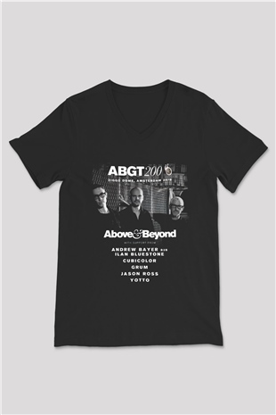 Above and Beyond Siyah Unisex V Yaka Tişört