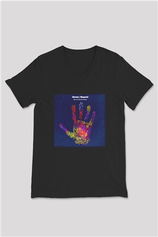 Above and Beyond Siyah Unisex V Yaka Tişört T-Shirt