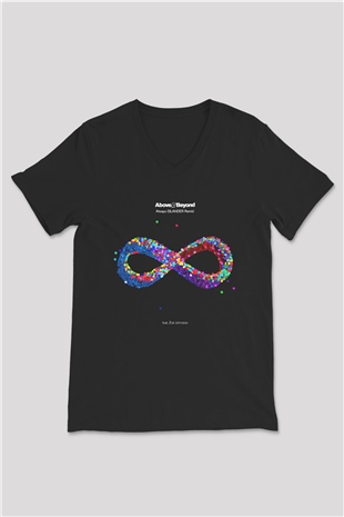Above and Beyond Siyah Unisex V Yaka Tişört T-Shirt