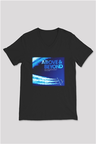 Above and Beyond Siyah Unisex V Yaka Tişört T-Shirt